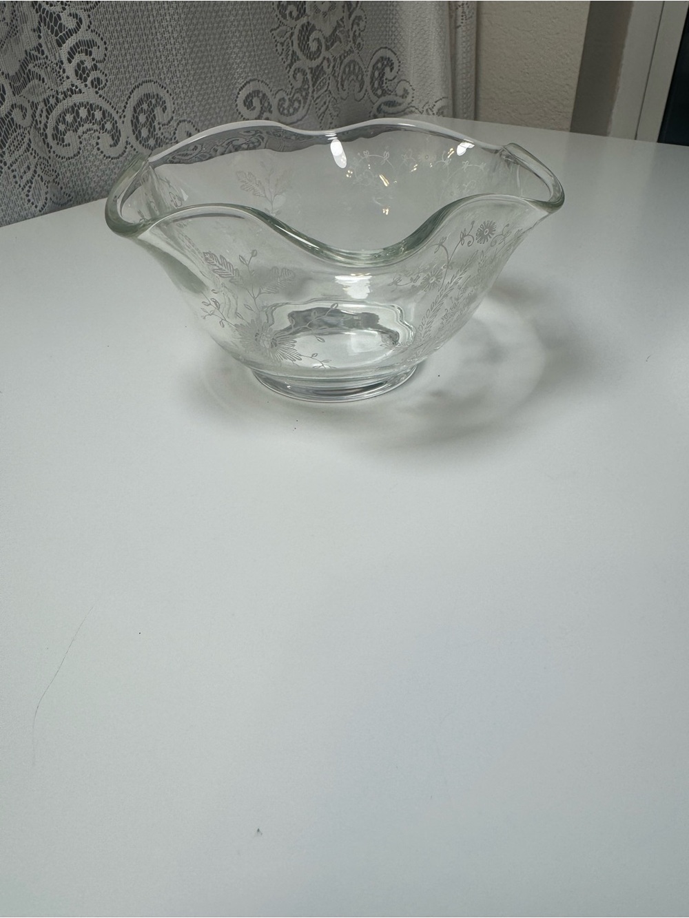 Fostoria Glass Company Chintz Pattern Console Table Fluted Bowl